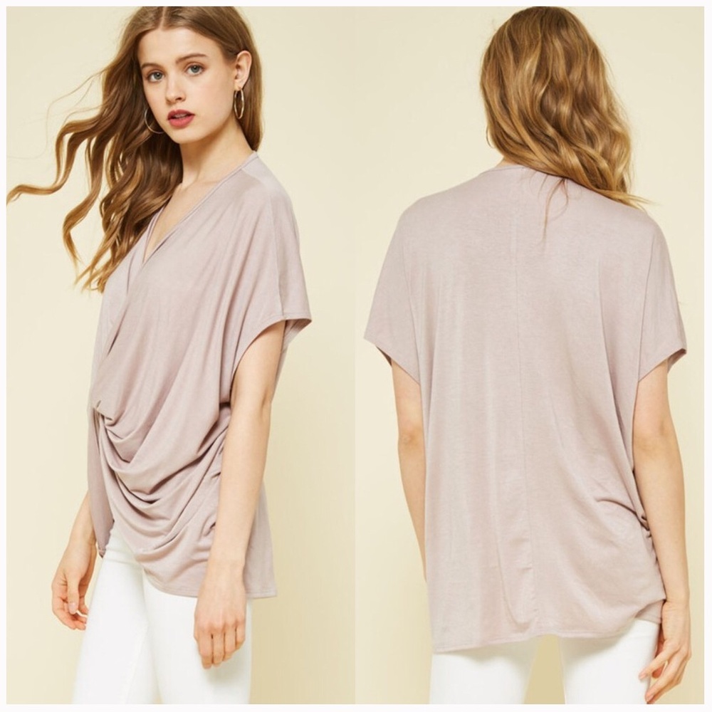 ✨LAST ONE✨Taupe Twist-Tie Front Top - Picture 2 of 2